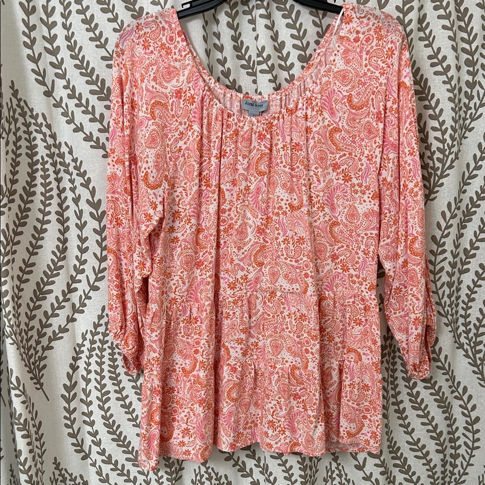 Paisley Blouse in Pink and Orange
